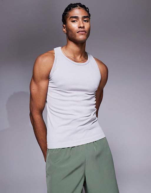 4505 Icon seamless rib slim fit vest in grey