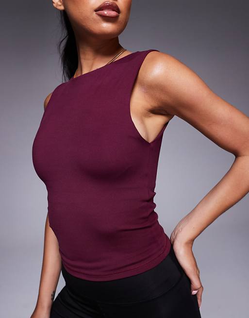 4505 Icon Soft Touch High Neck Tank With Inner Bra In Mulberry