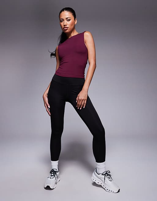 4505 Icon Soft Touch High Neck Tank With Inner Bra In Mulberry