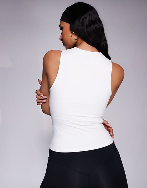 4505 Icon Soft Touch High Neck Tank With Inner Bra In White
