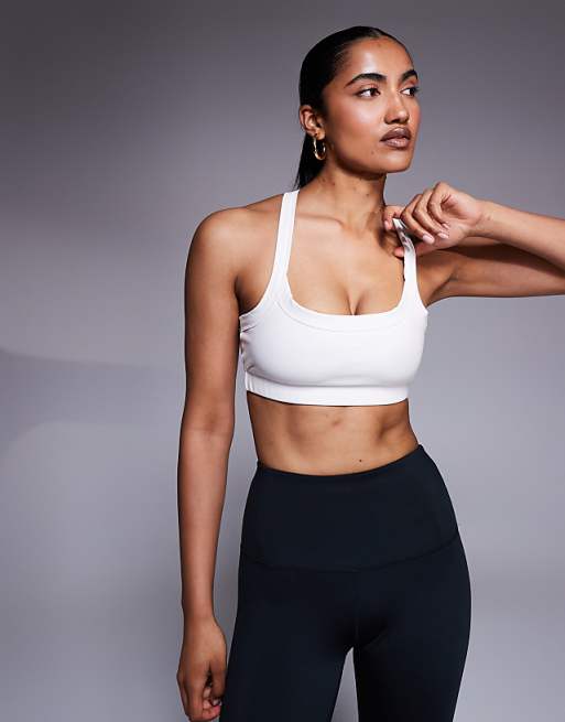 4505 Icon Soft Touch Medium Support Soft Touch Square Neck Sports Bra In White