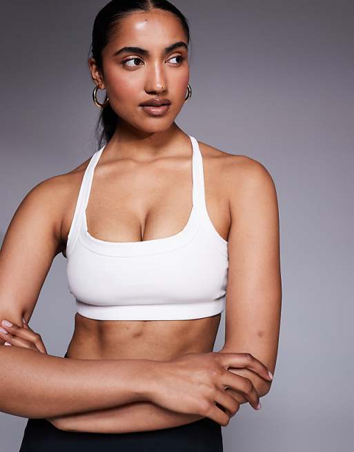 4505 Icon soft touch medium support soft touch square neck sports bra in white