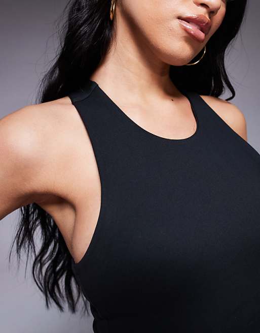 4505 Icon Soft Touch Racer Back Vest With Inner Bra And Removable Padding In Black