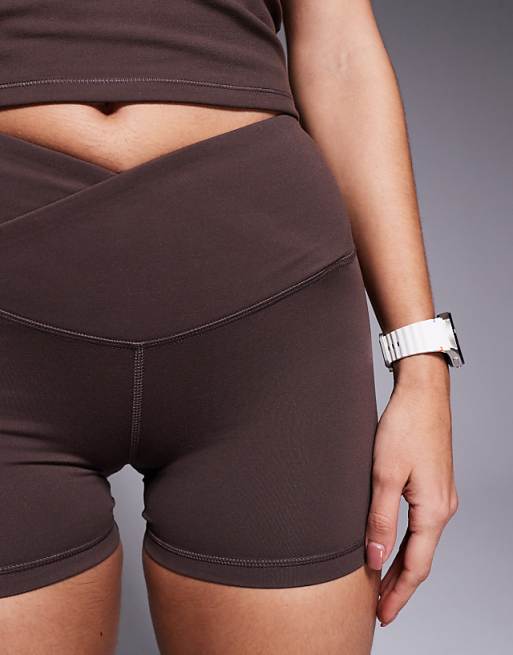 4505 Icon Soft Touch Wrap Waist 3 Inch Booty Short In Plum Chocolate