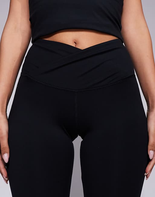 4505 Icon Soft Touch Wrap Waist Slim Kick Yoga Legging In Black