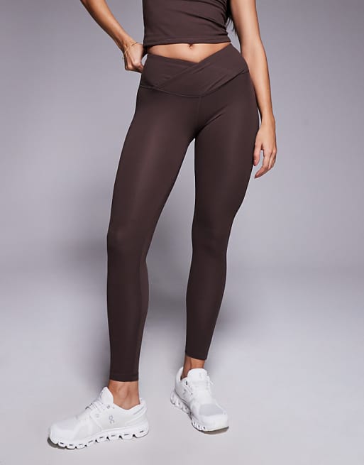 4505 Icon Soft Touch Wrap Waist Yoga Legging In Plum Chocolate