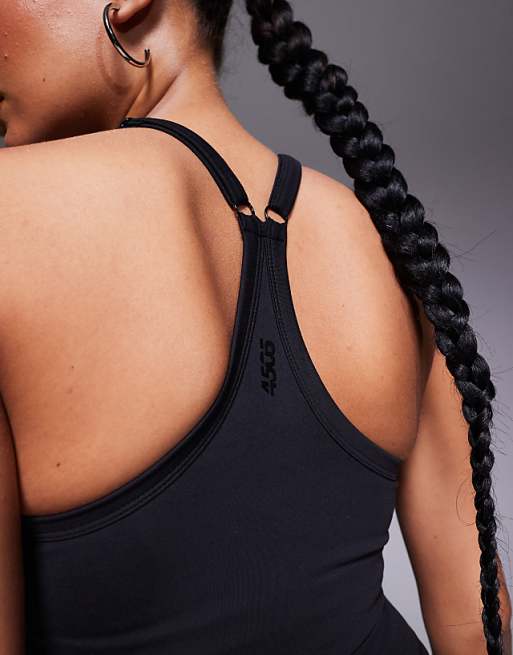 4505 Icon Soft Touch Yoga Cami With Inner Bra And Adjustable Straps In Black