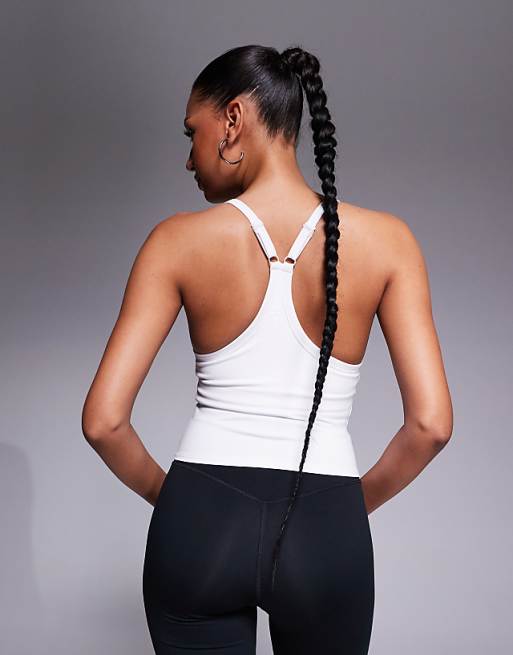 4505 Icon Soft Touch Yoga Cami With Inner Bra And Adjustable Straps In White