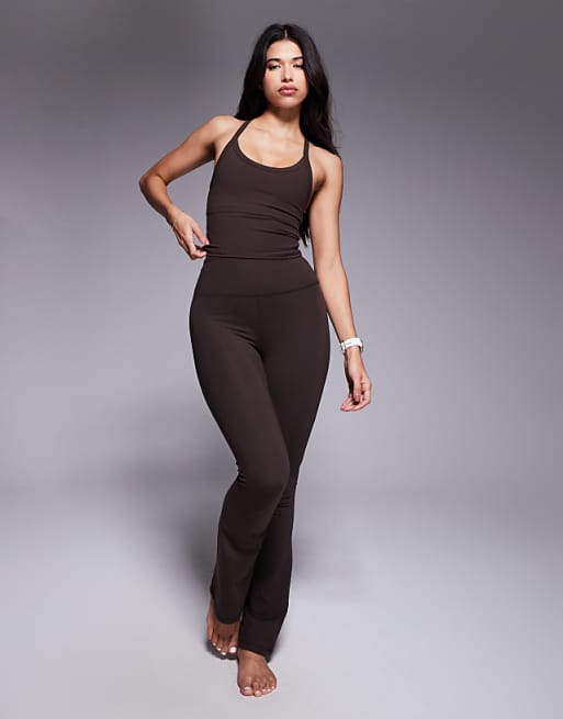 4505 Icon soft touch yoga performance set in chocolate