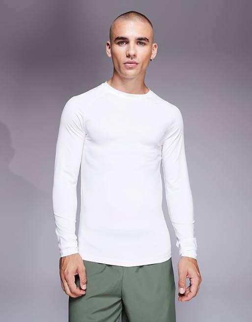 4505 Icon training long sleeve muscle fit base layer in white