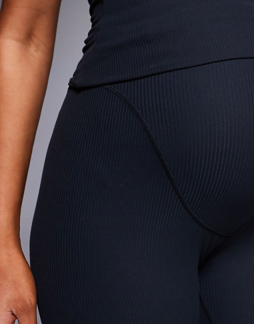 4505 Maternity Soft Touch Rib High Waist Gym Legging In Black