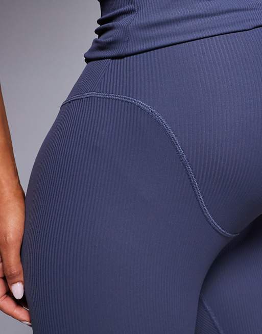 4505 Maternity Soft Touch Rib High Waist Gym Legging In Blue Grey