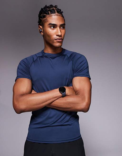 4505 muscle fit seam detail quick dry training base layer in navy