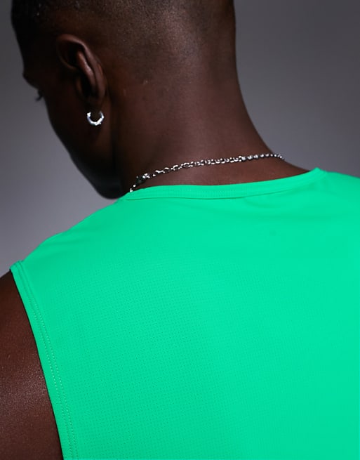 4505 Nylon Performance Mesh Quick Dry Running Vest In Neon Green