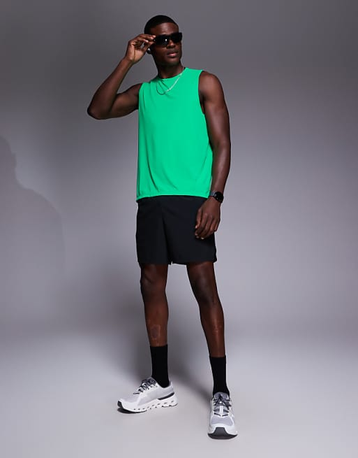 4505 nylon performance mesh quick dry running vest in neon green