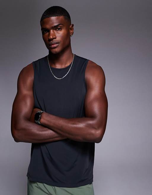 4505 nylon performance mesh quick dry running vest in black