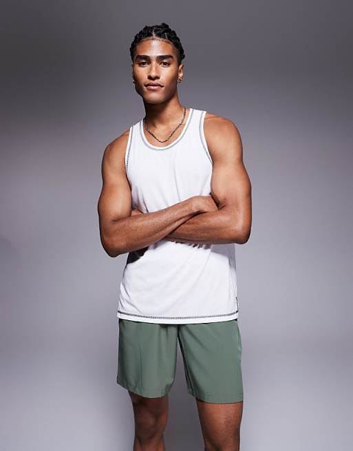 4505 Outdoor Runner Back Graphic Quick Dry Mesh Tank In White