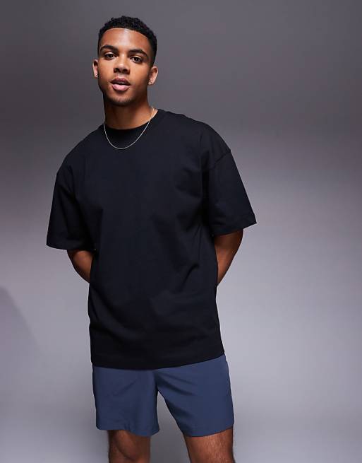 4505 Oversized Heavyweight Back Print Cotton T-shirt With Quick Dry Finish In Black