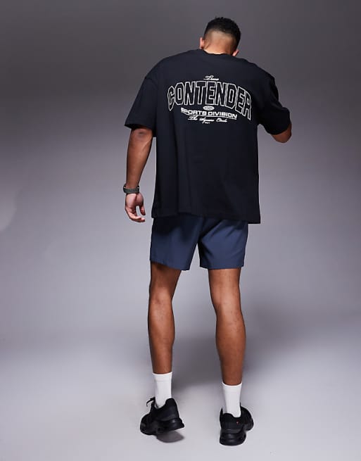 4505 Oversized Heavyweight Back Print Cotton T-shirt With Quick Dry Finish In Black