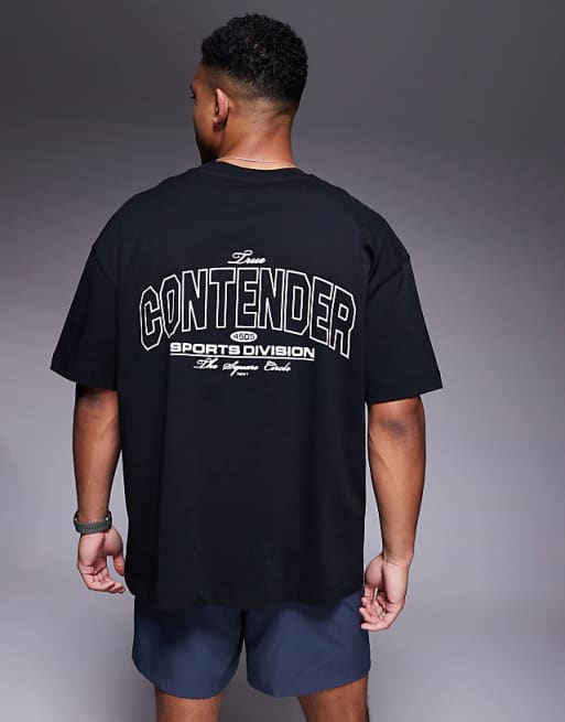 4505 oversized heavyweight back print cotton t-shirt with quick dry finish in black