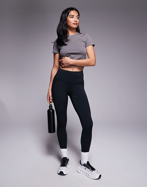 4505 Petite Icon Active Tie Waist Run Legging With Phone Pocket In Black