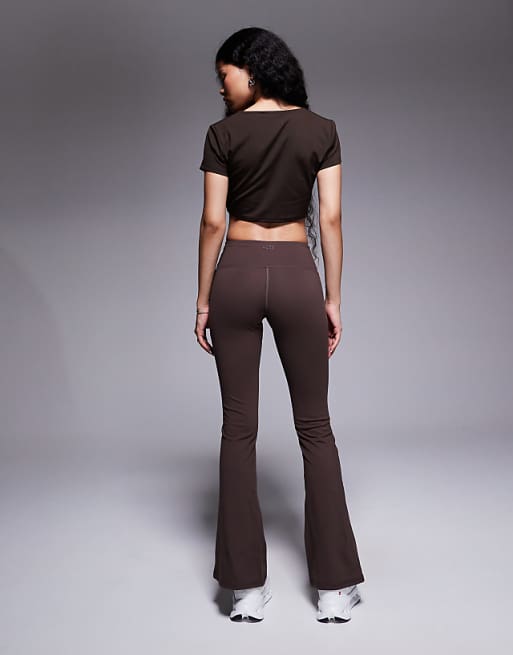 4505 Petite Icon Soft Touch Wrap Waist Slim Kick Yoga Legging In Plum Chocolate