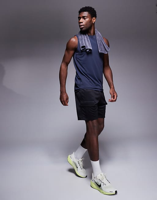 4505 Poly Tricot Training Cargo Short In Black