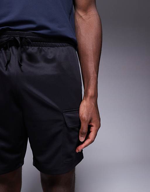 4505 Poly Tricot Training Cargo Short In Black