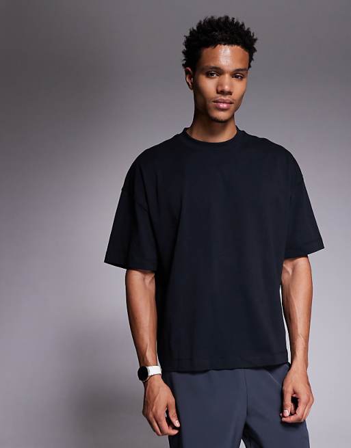4505 quick dry boxy cropped heavyweight cotton training t-shirt in black