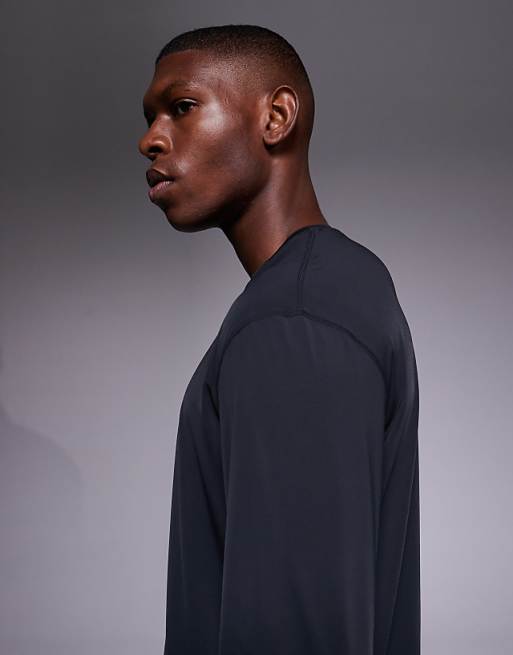 4505 Quick Dry Nylon Performance Mesh Oversized Running Long Sleeve In Black