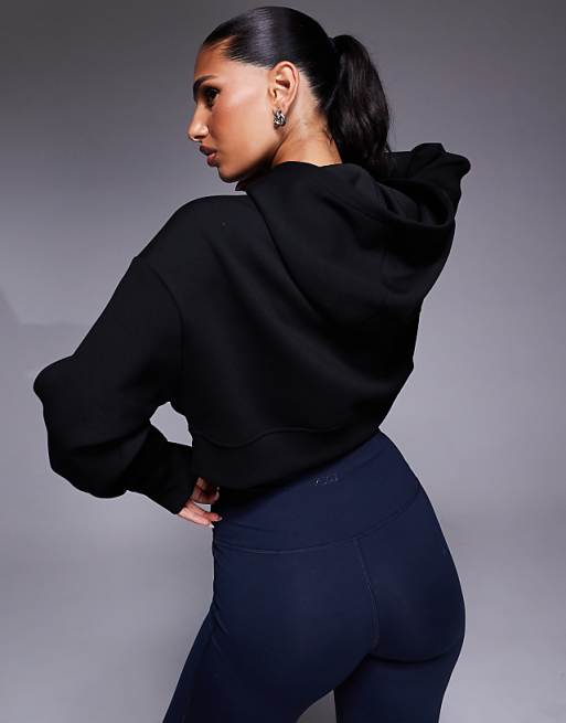 4505 Quick Dry Performance Jersey Cropped Hoodie In Black