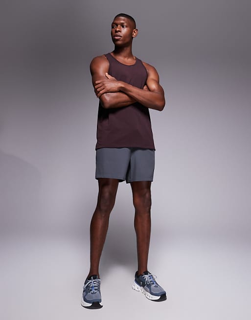 4505 Quick Dry Performance Jersey Drop Armhole Tank With Scoop Neck In Dark Burgundy