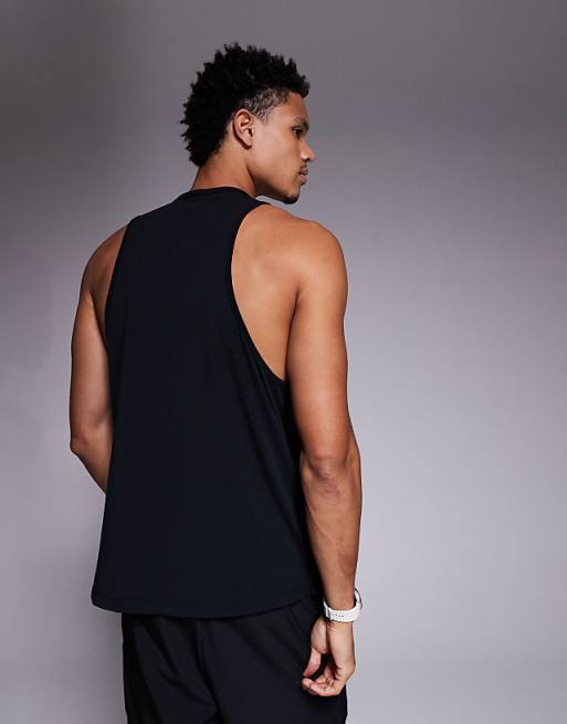 4505 Quick Dry Performance Jersey Drop Armhole Tank With Scoop Neck In Black