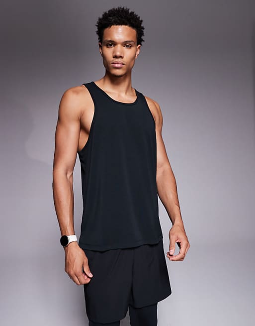4505 quick dry performance jersey drop armhole tank with scoop neck in black
