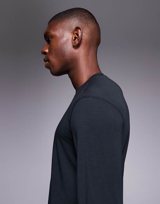 4505 Quick Dry Performance Jersey Long Sleeve Training Top In Black