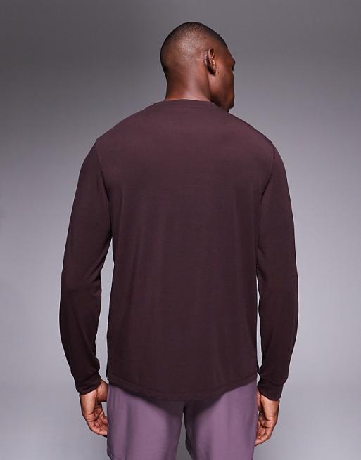 4505 Quick Dry Performance Jersey Long Sleeve Training Top In Dark Burgundy