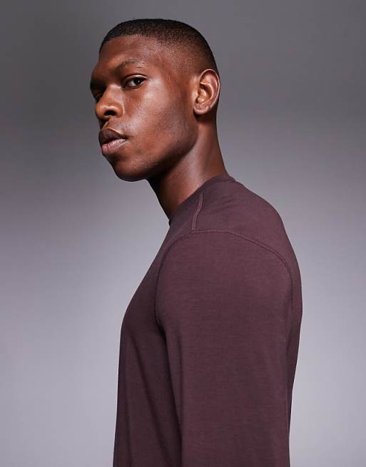 4505 Quick Dry Performance Jersey Long Sleeve Training Top In Dark Burgundy