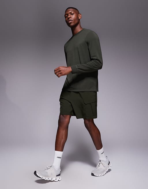 4505 Quick Dry Performance Jersey Long Sleeve Training Top In Khaki