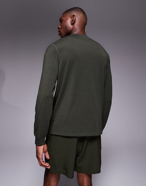 4505 Quick Dry Performance Jersey Long Sleeve Training Top In Khaki