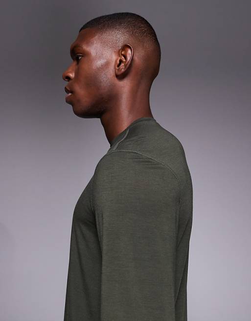 4505 Quick Dry Performance Jersey Long Sleeve Training Top In Khaki