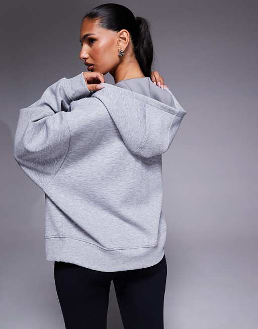 4505 Quick Dry Performance Jersey Zip Up Oversized Hoodie In Grey Marl
