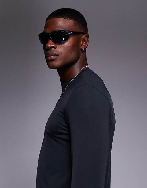 4505 Quick Dry Performance Mesh Back Print Long Sleeve In Black