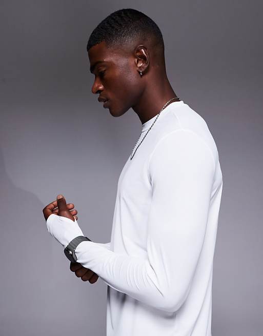 4505 Quick Dry Performance Mesh Back Print Long Sleeve In White