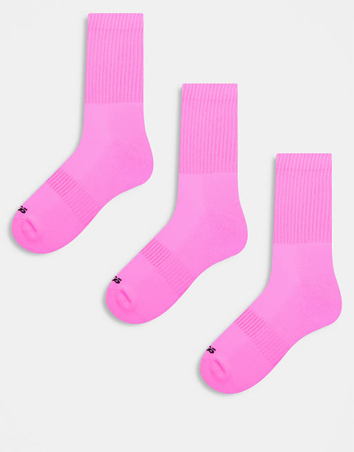4505 quick dry running socks with arch support 3 pack in neon pink
