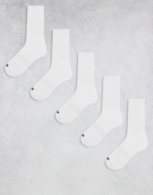 4505 quick dry running socks with arch support 5 pack in white