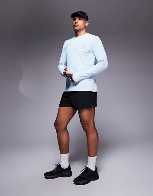 4505 RUN LDN Back Print Mesh Running Long Sleeve T-shirt In Pale Blue