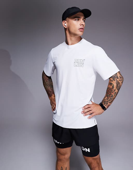 4505 RUN LDN Back Print Mesh Running T-shirt In White