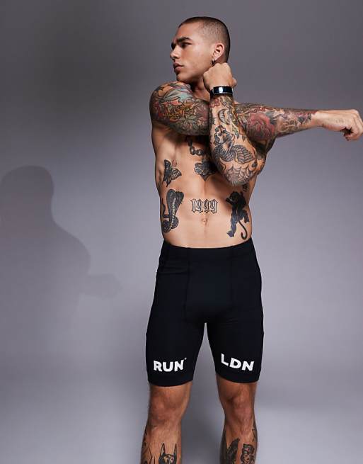 4505 RUN LDN Running Base Layer Legging Shorts With Phone Pocket In Black