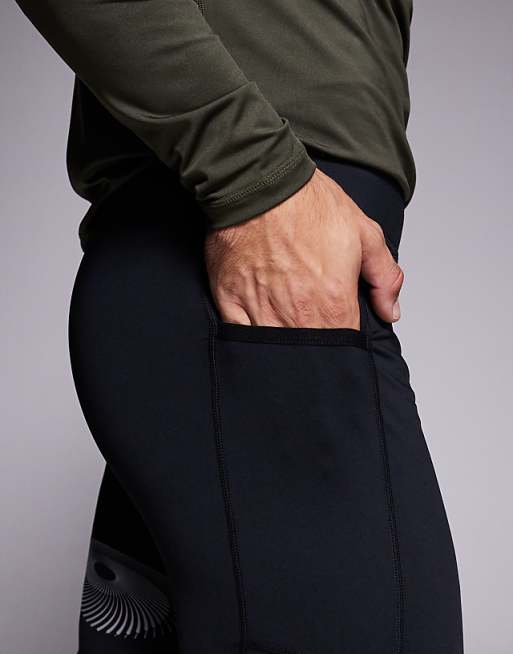 4505 Running Base Layer Graphic Legging Shorts With Phone Pocket In Black