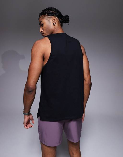 4505 Running Cotton Vest With Quick Dry Finish In Black